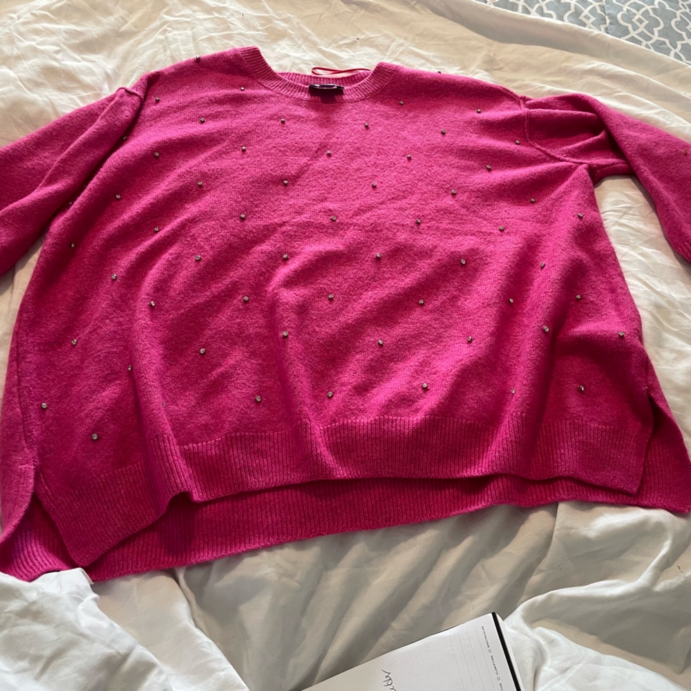 CeCe Pink Crew Neck Sweater Knit Classic